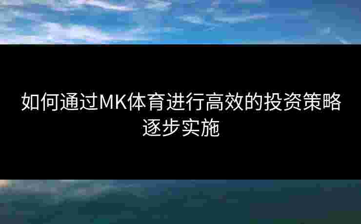 如何通过MK体育进行高效的投资策略逐步实施